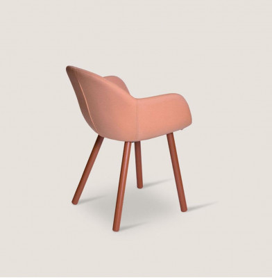Bright Orange Upholstered Chair with Wooden Legs Designer Chairs Dining Room Furniture