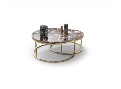 Luxury Marble Coffee Table + Side Table Set Round Living Room Tables 2-piece Set