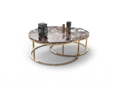 Luxury Marble Coffee Table + Side Table Set Round Living Room Tables 2-piece Set