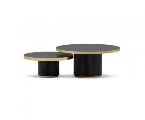 Designer coffee table set: 2x coffee tables, living room, stainless steel furniture, table.