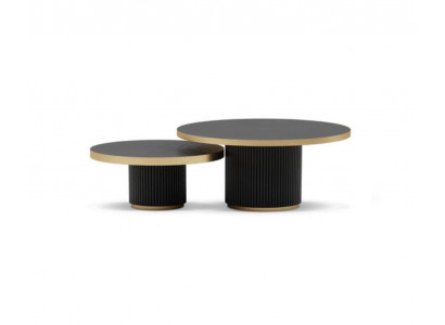 Designer coffee table set: 2x coffee tables, living room, stainless steel furniture, table.