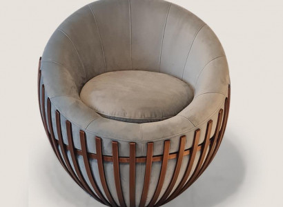 Designer gray armchair living room furniture upholstered seat textile armchair lounge club
