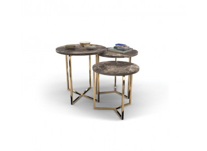Designer 3x Marble Side Tables Luxury Living Room Tables Coffee Tables Table