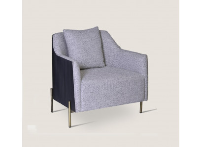 Gray single luxury armchair stainless steel legs living room furniture wooden frame
