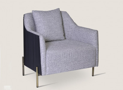 Gray single luxury armchair stainless steel legs living room furniture wooden frame