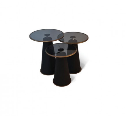 Modern black side table set 3x luxury living room coffee tables new