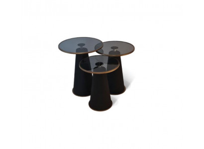 Modern black side table set 3x luxury living room coffee tables new