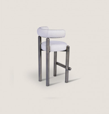 Designer white bar stool with stainless steel legs luxury single-seater bar furniture