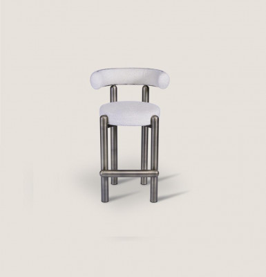 Designer white bar stool with stainless steel legs luxury single-seater bar furniture