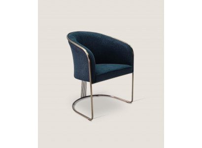 Blue stainless steel armchair luxury single-seater upholstered chair with armrests recliner