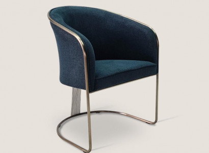 Blue stainless steel armchair luxury single-seater upholstered chair with armrests recliner