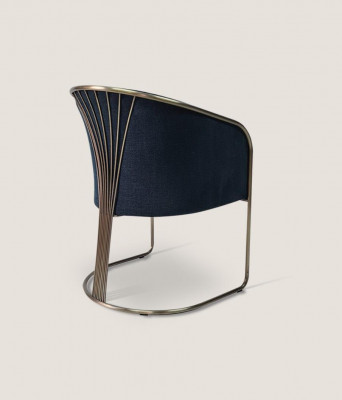 Blue stainless steel armchair luxury single-seater upholstered chair with armrests recliner