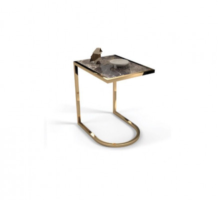 Luxury side table designer coffee table stainless steel with glass top