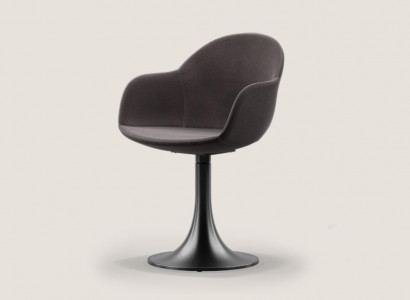 Designer black dining room chair with stainless steel base luxury single-seater new