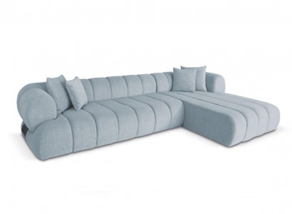 Gray fabric corner sofa L-shape couch designer upholstery furniture wooden frame