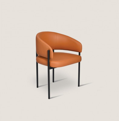 Orange luxury chair modern dining chairs upholstered faux leather furniture
