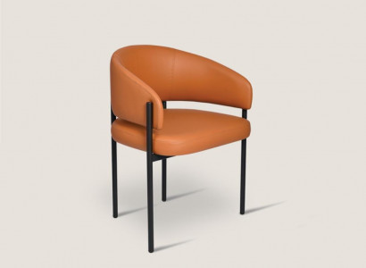 Orange luxury chair modern dining chairs upholstered faux leather furniture