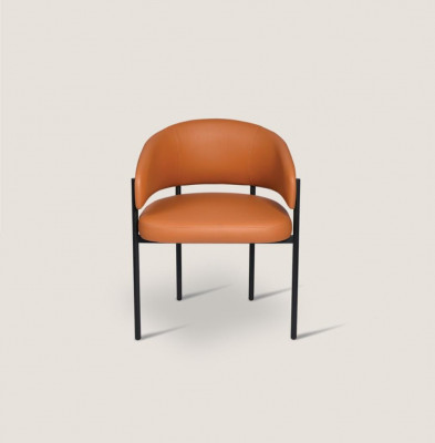Orange luxury chair modern dining chairs upholstered faux leather furniture