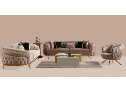 Chesterfield Sofa Set 3-2-1 Seater Design Upholstered Sofa Suite Set