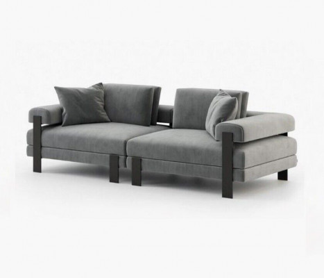 Luxury 2-Seater Couch Italian Style Sofa Polyester Gray Living Room