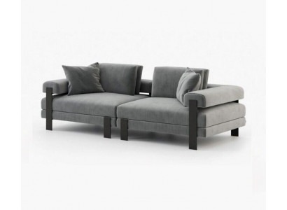 Luxury 2-Seater Couch Italian Style Sofa Polyester Gray Living Room