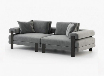 Luxury 2-Seater Couch Italian Style Sofa Polyester Gray Living Room