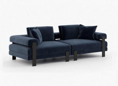 Sofa 2-seater upholstered sofa blue fabric design modern couch sofas luxury