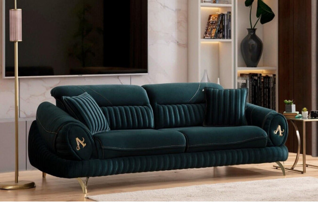 Living room upholstered furniture fabric sofa set 3+3+1 seater modern sofa