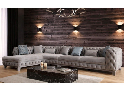 Sectional sofa L-shape couch Chesterfield design modern sofa fabric textile new