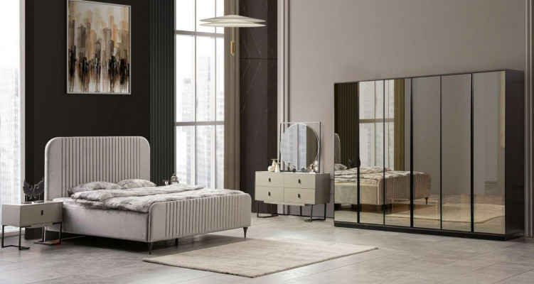 Bed 2x Nightstands Bedroom Set Design Modern Luxury Set 5-piece.