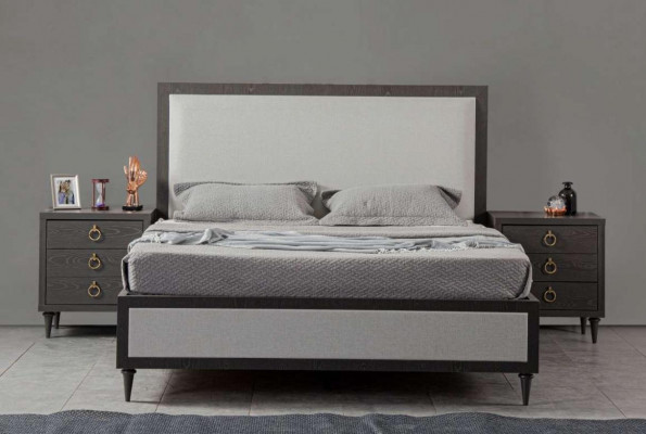 Bedroom set modern luxury bed 2x nightstands dresser with mirror