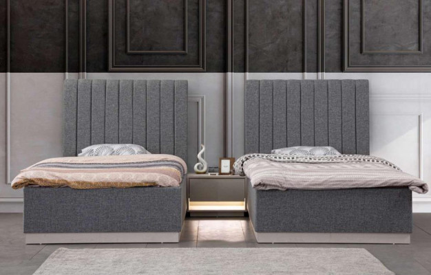Bedroom modern 2x luxury beds bedside table wardrobe 5-piece set.