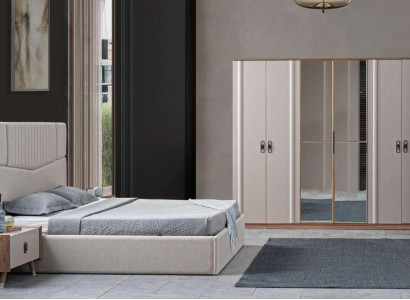 Bed, 2x nightstands, 4-piece wardrobe, bedroom set, luxury beds