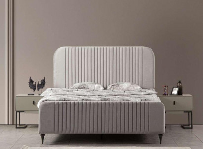 Bed 2x Nightstands 3-piece Bedroom Set Design Luxury Modern