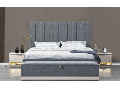 Bed textile, 2x nightstands, 3-piece bedroom set furniture, modern luxury