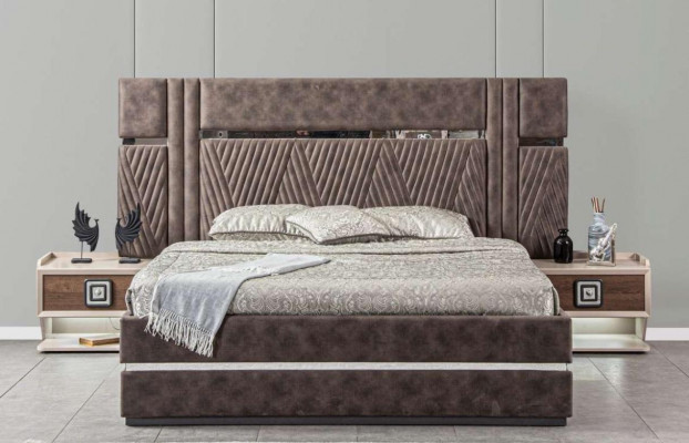 Bed with 2x nightstands, 3-piece bedroom sets, modern luxury beds design