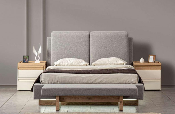 Bedroom set: bed, 2x bedside tables, wardrobe, 5-piece luxury furniture