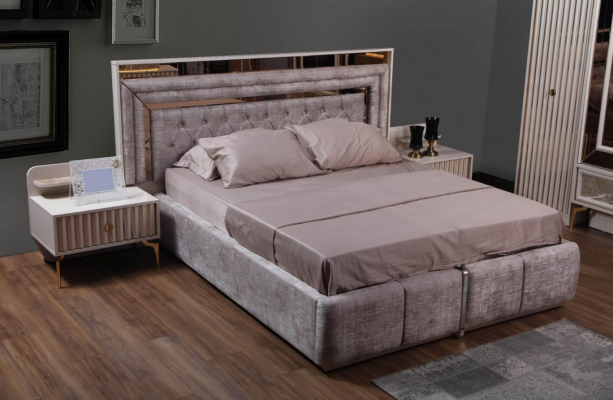 Modern bedroom complete set bed nightstands designer furniture