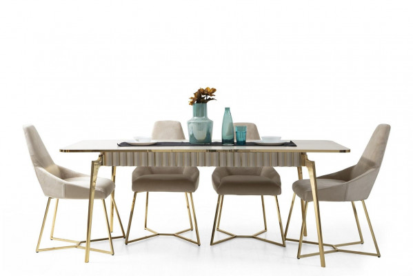 Golden dining room set luxury ensemble dining table with chairs designer furniture