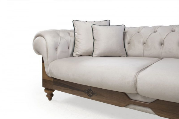 Brown-White Chesterfield Sofa Designer Living Room Couch Seating Furniture New