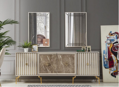 Modern sideboard with 2 mirrors designer luxury living room furniture wood