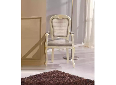 Luxury armchair with white upholstery and armrests for the living room