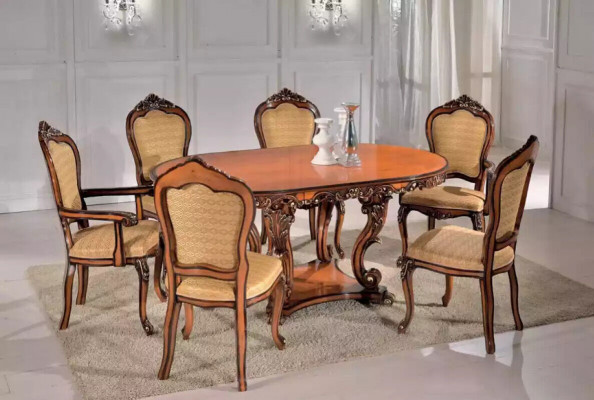 Dining set 4x chairs 2x armchairs dining table group wooden tables tables