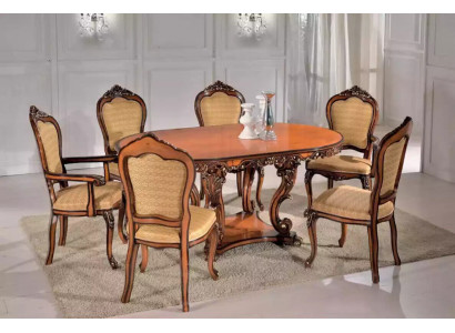 Dining set 4x chairs 2x armchairs dining table group wooden tables tables