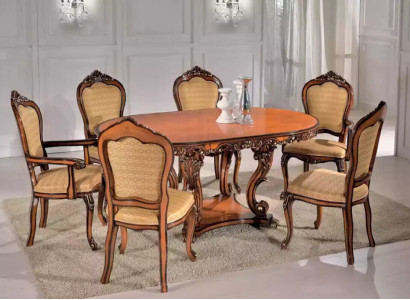 Dining set 4x chairs 2x armchairs dining table group wooden tables tables