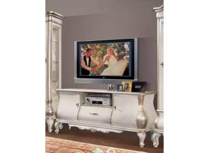 TV stand luxurious classic white wood new in the living room