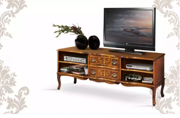 Luxurious stylish TV shelf rtv low sideboard wood living room brown furniture