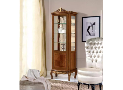 Classic High-Quality Brown Display Cabinet Glass Wardrobe Solid Wood Furniture Design