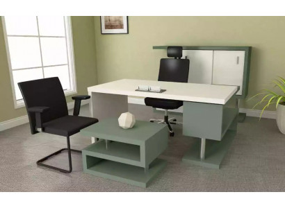 Modern exclusive office furniture wooden desk, filing cabinet, coffee table