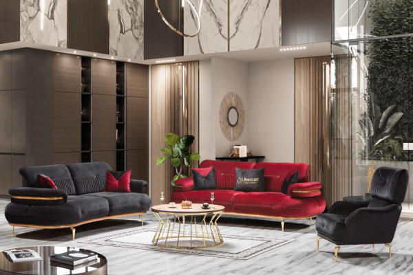 Modern living room furniture set upholstered sofa armchair modern 3-piece set